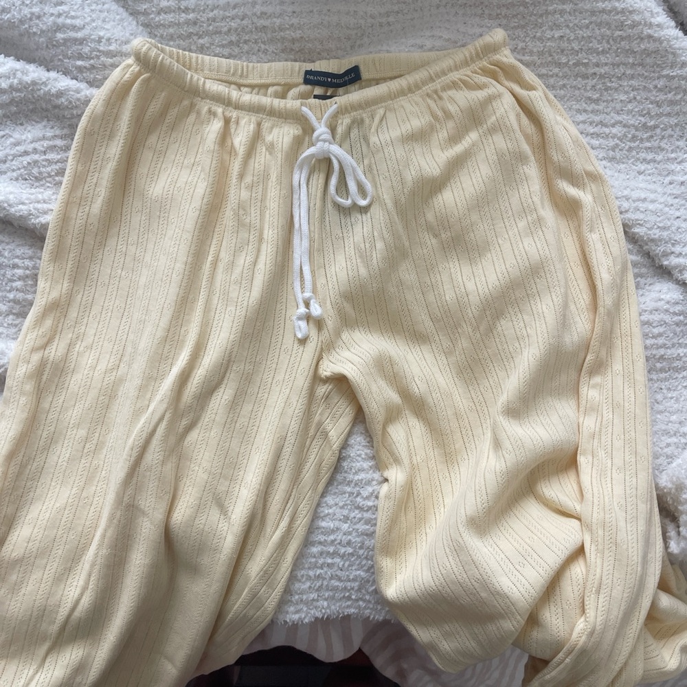 Brandy Melville butter yellow pointelle pants